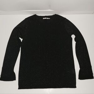 ESQUALO SPARKLING KNIT SWEATER LONG SLEEVES BLACK SILVER WOMENS MEDIUM NWOT